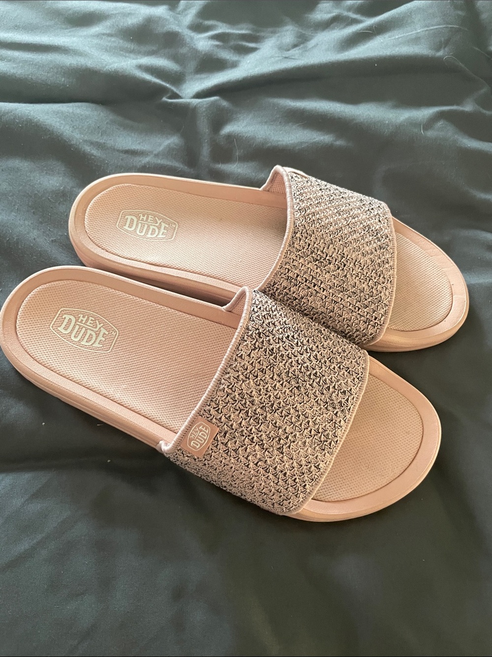 Hey Dude Women’s Blush Pink Knit Slide Sandals